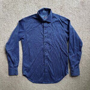 Robert Graham Shirt Mens Small Button Up Long Sleeve Spread Collar Navy Blue